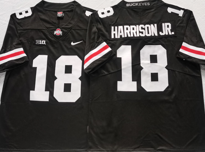 Men's Ohio State Buckeyes Marvin Harrison JR #18 Black Jersey
